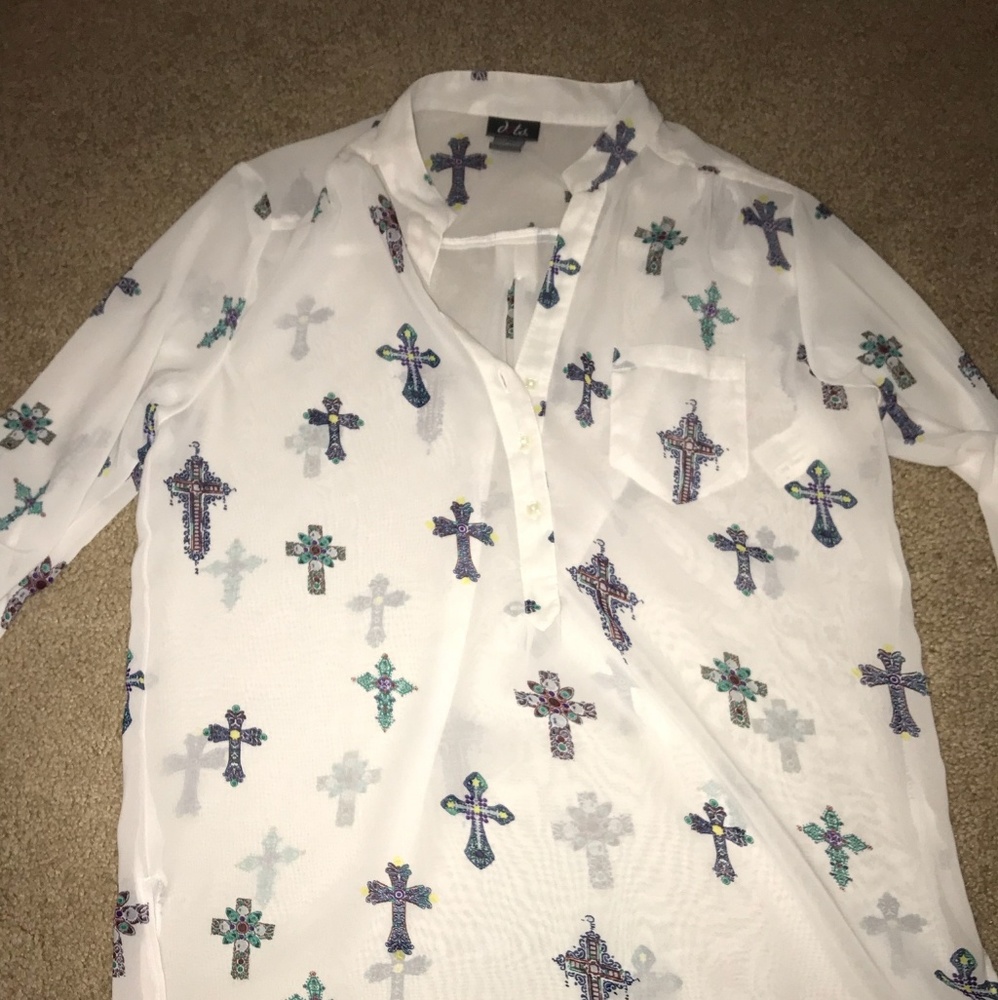 Sheer shirt with crosses from Dots